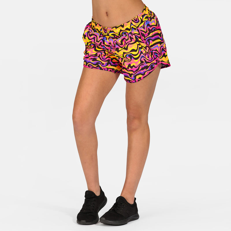 Coral Waves Loose Fit Workout Shorts