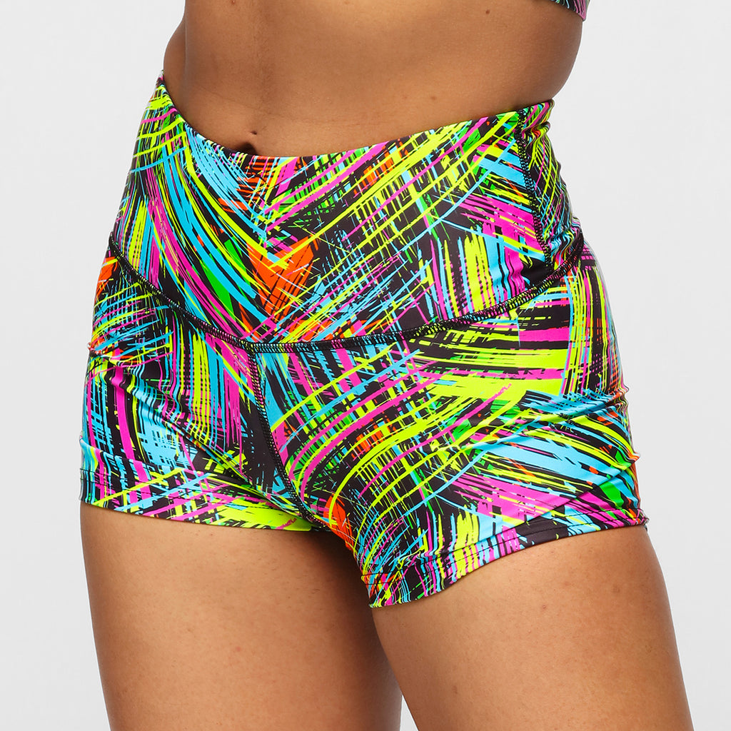 Neon Scratch TikiBooty Shorts