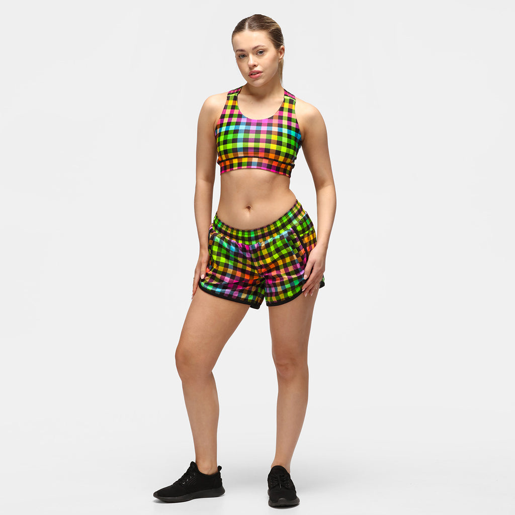 Gingham Glow Loose Fit Workout Shorts