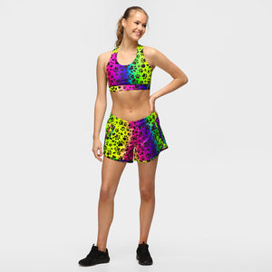 Shorts deportivos holgados con diseño de arco iris de Pawfect