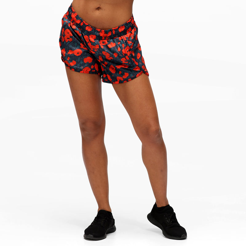 Tikiboo Poppy Field Loose Fit Workout Shorts