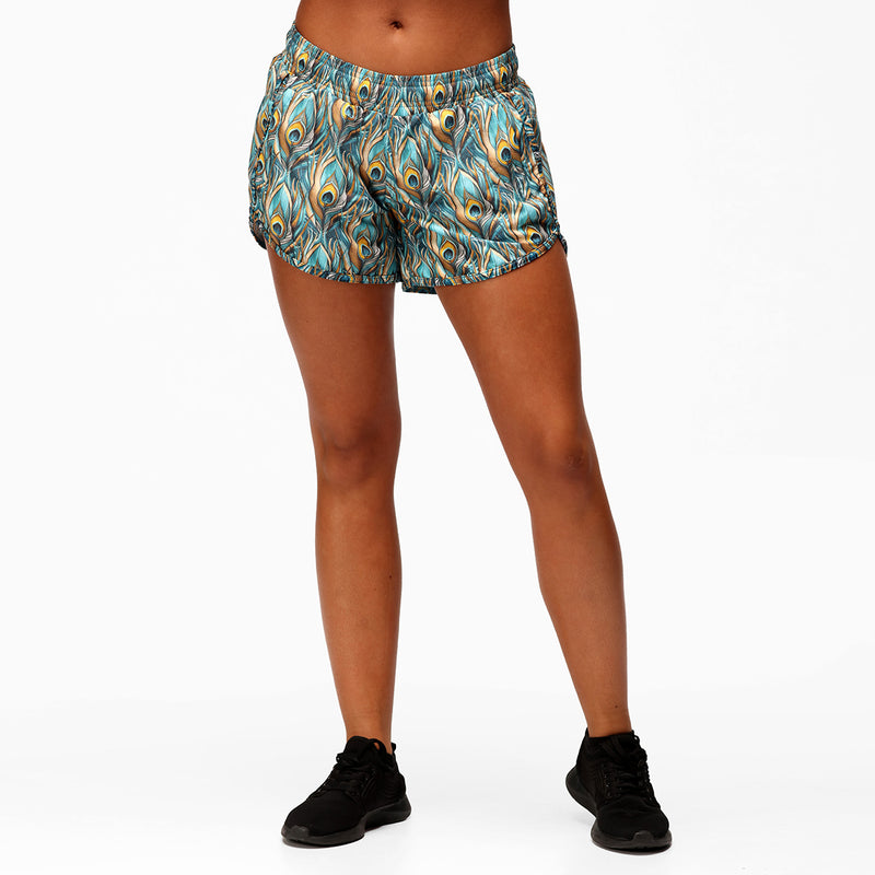 Pretty In Peacock Loose Fit Workout Shorts