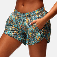 Pretty In Peacock Loose Fit Workout Shorts