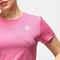 Technisches Damen-T-Shirt mit rosa Melange-Diamantenmuster