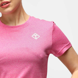 Pink melange diamant teknisk t-shirt til damer