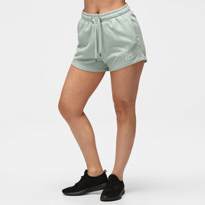 Pantalones cortos de felpa de mujer jade lavados de Tkb