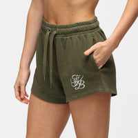 Pantalones cortos de felpa de mujer caqui Tkb