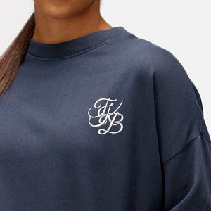 TKB-Marineblaues, übergroßes Frottee-Sweatshirt