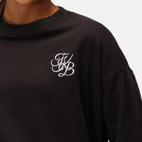 TKB-Sweatshirt aus schwarzem Frottee in Übergröße