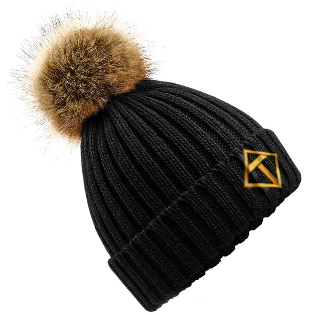Tikiboo Black Bobble Hat - Front Product View
