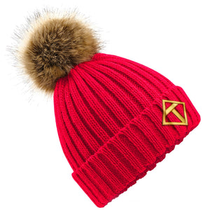 Tikiboo Red Bobble Hat - Front Product View