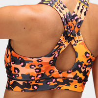 Orangefarbener Leoparden-Camouflage-BH mit überkreuztem Rücken