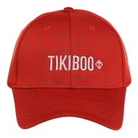 Cappellino rosso con logo Tikiboo - vista frontale del prodotto