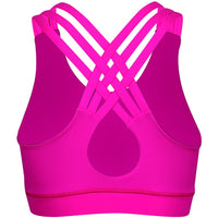 Reggiseno fitness Tikiboo rosa fluo con incrocio sul retro - vista del prodotto sul retro