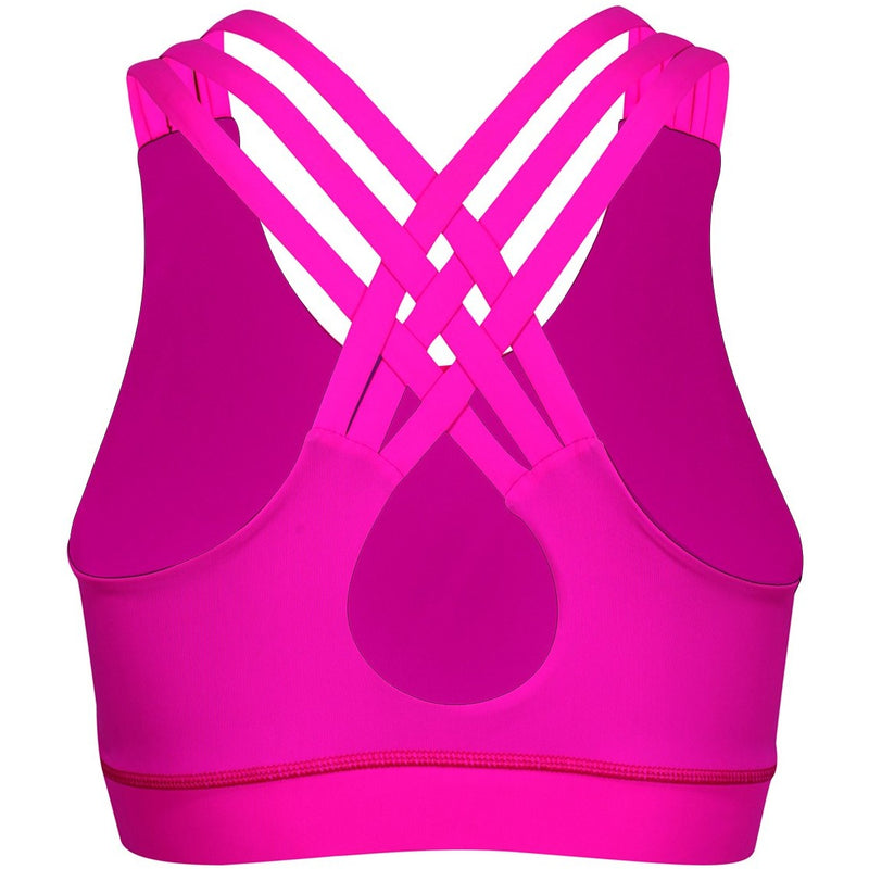 Tikiboo Neon Pink Cross Back Fitness Bra - Back Product View