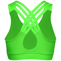 Tikiboo Neon Lime Cross Back Fitness Bra - Back Product View