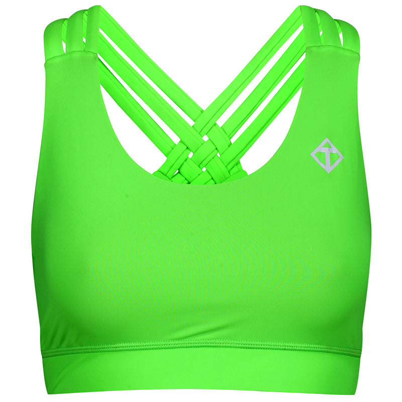 Tikiboo Neon Lime Cross Back Bra - Front Product View