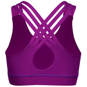 Tikiboo Purple Cross Back Fitness Bra - Back Product View
