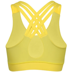 Tikiboo Yellow Cross Back Fitness Bra - Back Product View