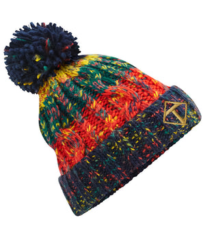 Tikiboo Crackling Campfire Pom-Pom Beanie Woolly Hat - Front Product View