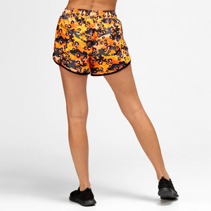 Orange Leopard Camo Loose Fit Workout Shorts