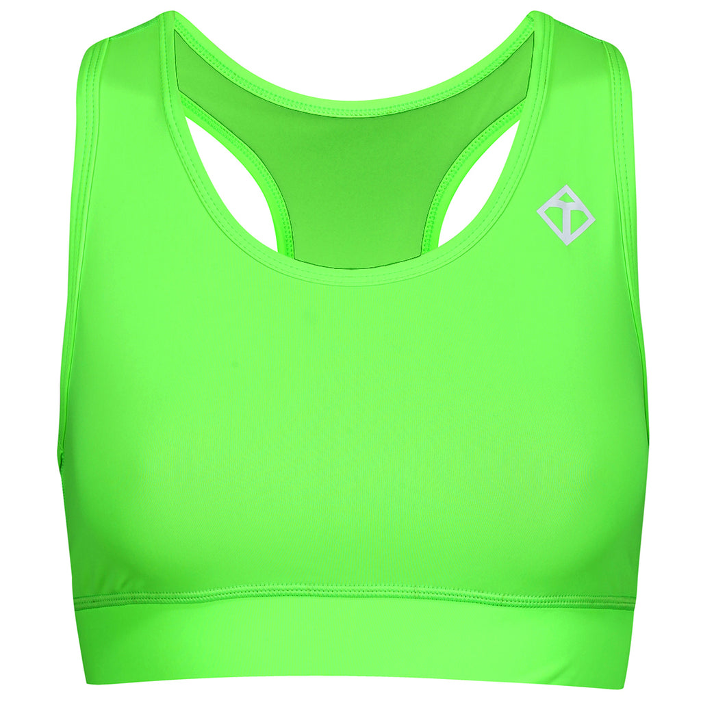 Tikiboo Neon Lime Racer Back Bra - Front Product View