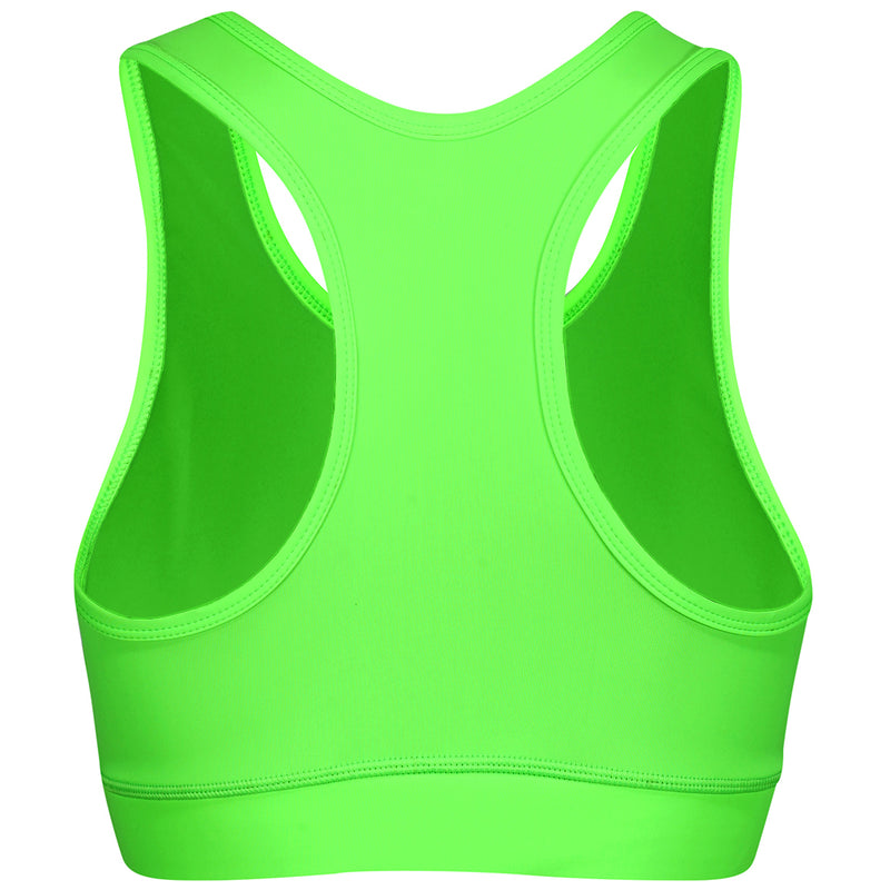 Tikiboo Neon Lime Racer Back Fitness Bra - Back Product View