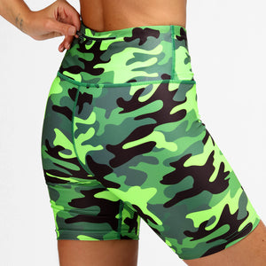 Neon Green Camo Running Shorts