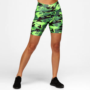Neon Green Camo Running Shorts