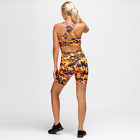 Pantalones cortos de correr de camuflaje de leopardo naranja