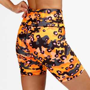 Pantaloncini da corsa mimetici leopardati arancioni