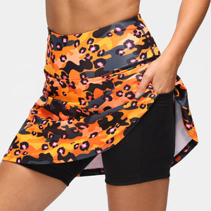 Falda pantalón de camuflaje de leopardo naranja