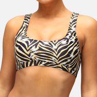 Kurz geschnittenes Tikini-Oberteil mit vergoldetem Tigermuster