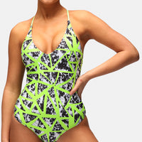 Neon Web Crossover Swimsuit