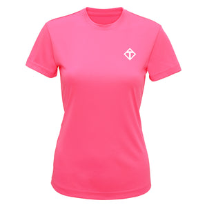 Technisches Damen-T-Shirt mit leuchtend rosa Diamanten