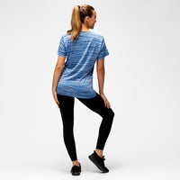 Blau gemischtes Space-Dye-Performance-T-Shirt