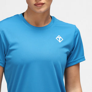 Technisches Damen-T-Shirt mit blauen Diamanten