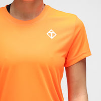 Technisches Damen-T-Shirt mit orangefarbenen Diamanten