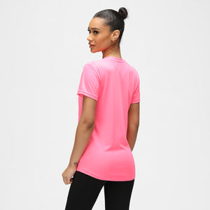 T-shirt tecnica da donna con diamanti rosa brillante