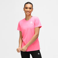 T-shirt tecnica da donna con diamanti rosa brillante