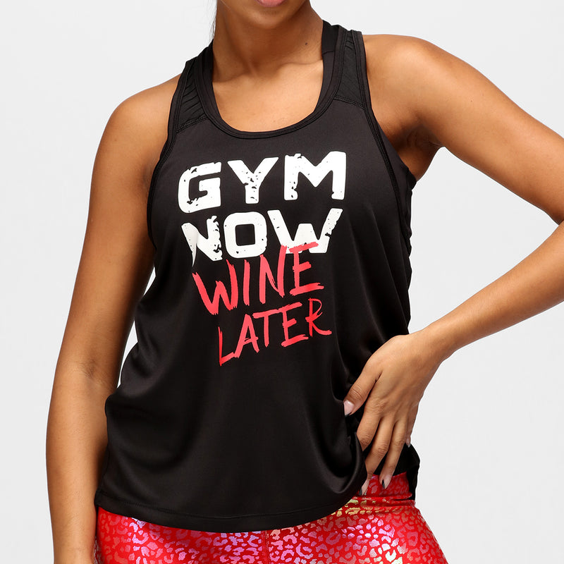 Gym Now Wine Later Mesh Racerback Vest