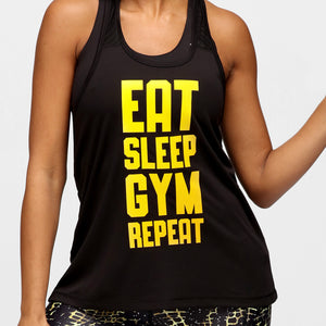Eat Sleep Gym Ripeti il ​​gilet in rete con dorso a vogatore